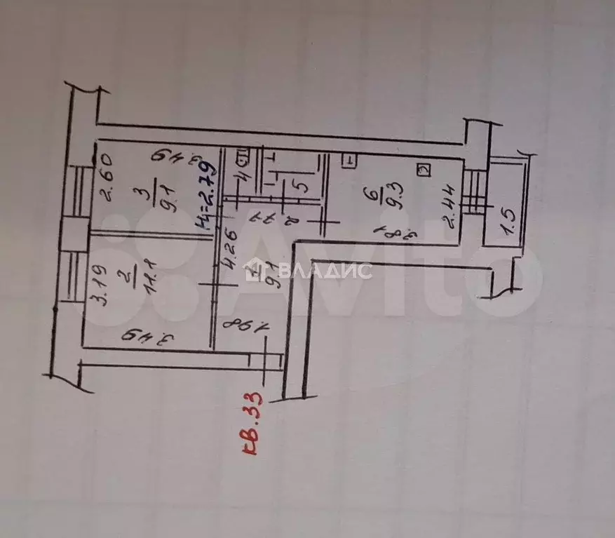 2-к. квартира, 45,2 м, 5/5 эт. - Фото 0
