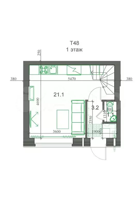 2-к. квартира, 46 м, 2/2 эт. - Фото 0