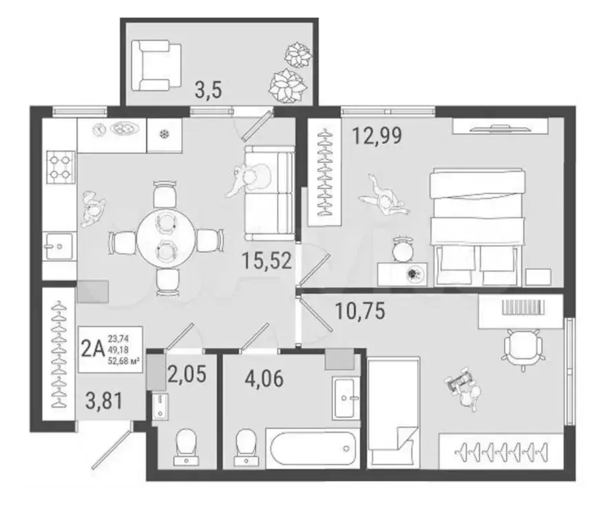 Продаётся 2-к квартира, 50 м - Фото 0
