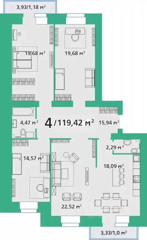 4-к кв. Красноярский край, Красноярск ул. Березина, 82Д (120.34 м) - Фото 0