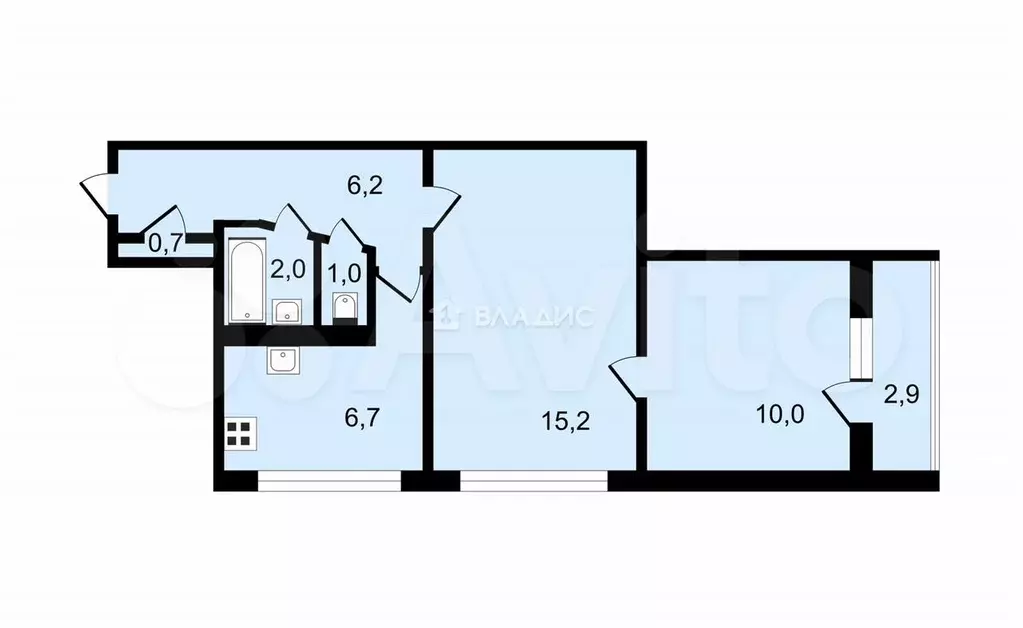 2-к. квартира, 41,8 м, 5/9 эт. - Фото 0