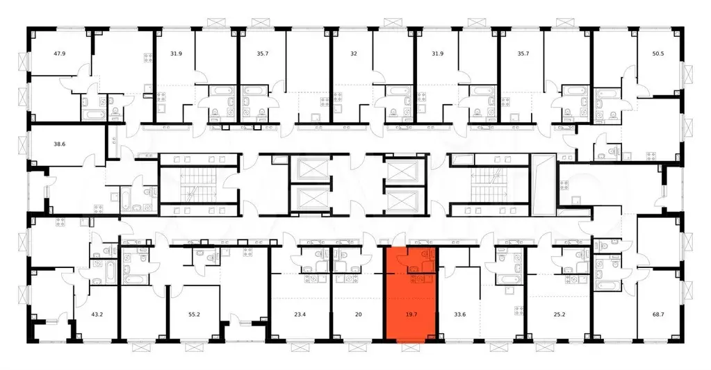 Квартира-студия, 19,7 м, 21/30 эт. - Фото 1