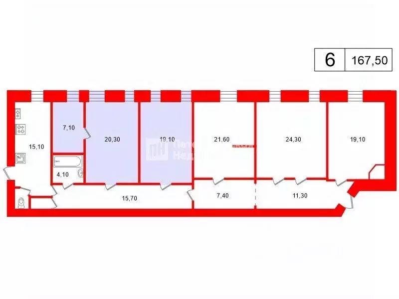 Комната Санкт-Петербург просп. Большой Петроградской стороны, 98 (46.5 ... - Фото 2