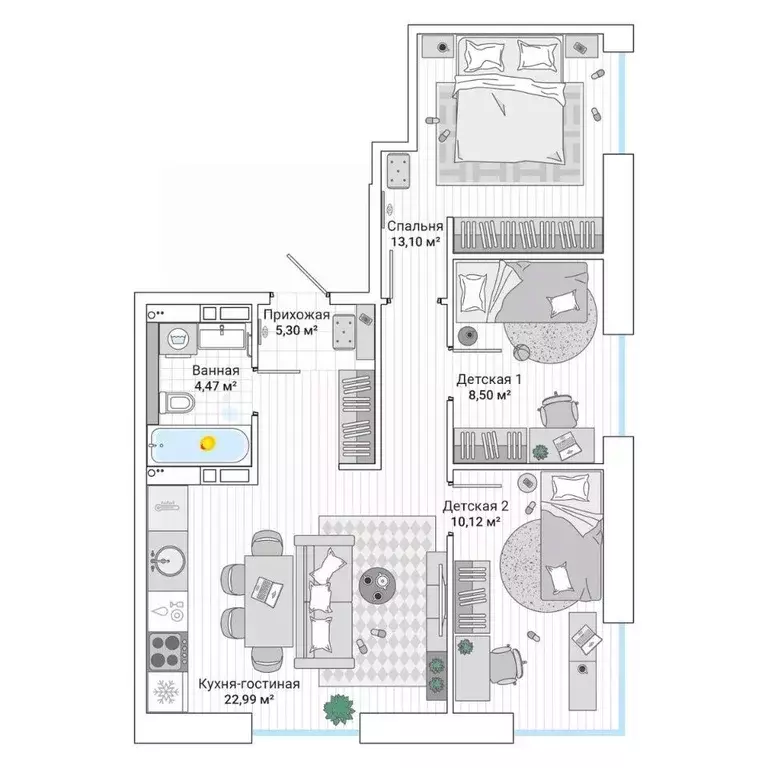3-к кв. Приморский край, Владивосток ул. Нейбута (65.6 м) - Фото 1