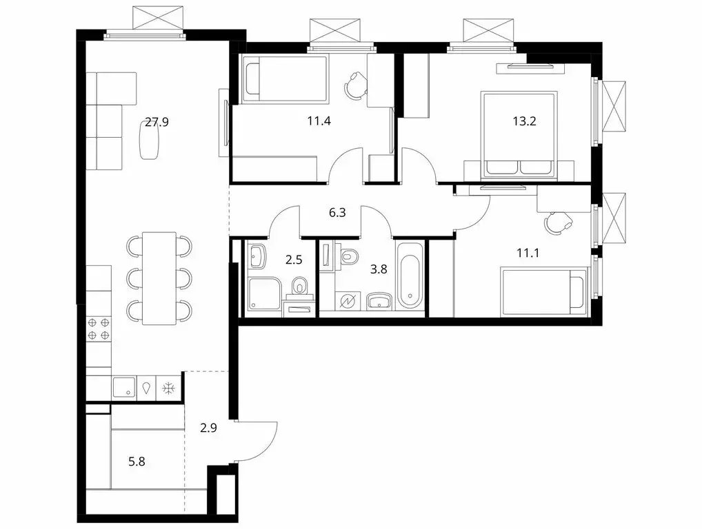 3-комнатная квартира: Мытищи, Ярославское шоссе, 120Бк1 (83.8 м) - Фото 1