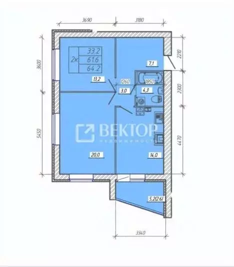 2-к кв. Ивановская область, Иваново Конспиративный пер., 21 (64.2 м) - Фото 2