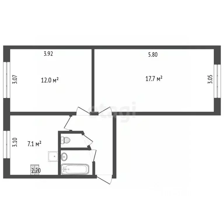 2-к кв. Вологодская область, Череповец ул. Максима Горького, 77 (44.0 ... - Фото 1