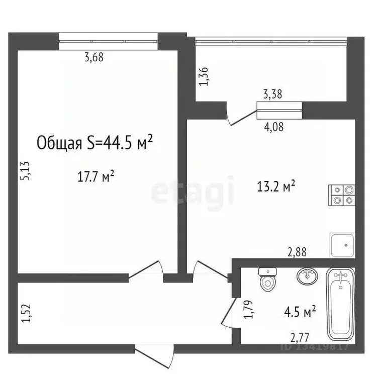 1-к кв. Брянская область, Брянск ул. Дуки, 75 (44.5 м) - Фото 1