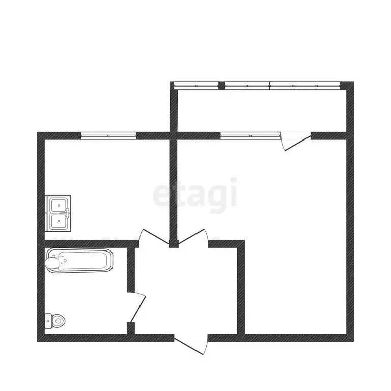 1-комнатная квартира: Кыштым, улица Калинина, 176 (32.8 м) - Фото 1