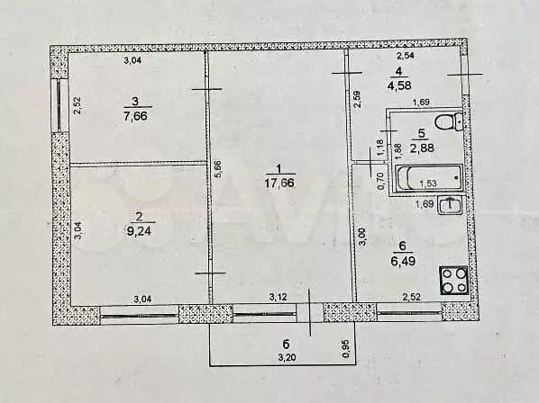 3-к. квартира, 48,4 м, 3/5 эт. - Фото 0