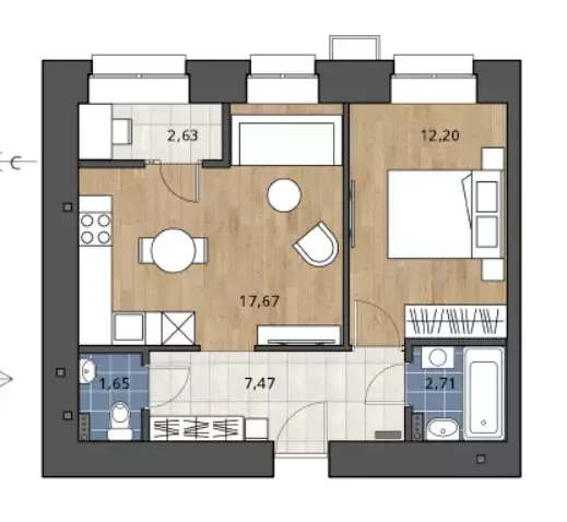 Продаётся 2-к квартира, 42.9 м - Фото 0