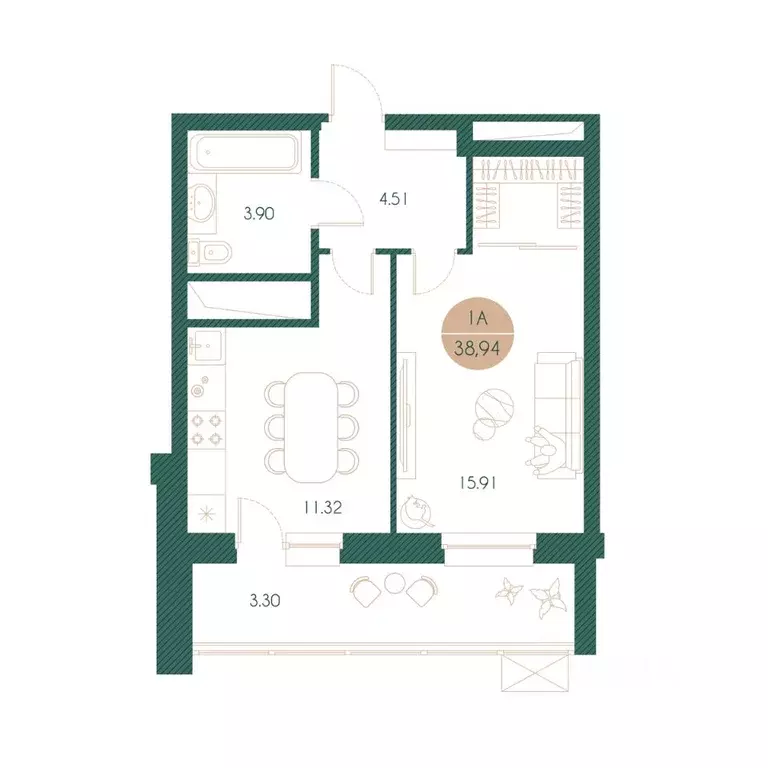 1-к кв. Татарстан, Казань Родины мкр, Наследие жилой комплекс (38.94 ... - Фото 1