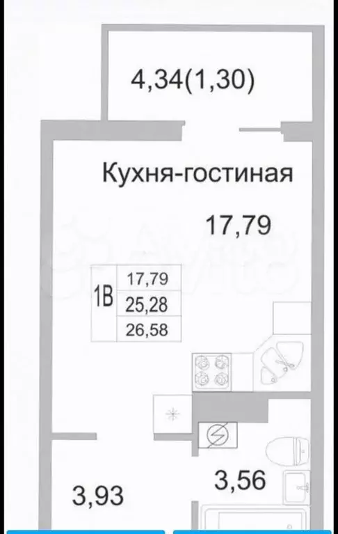 Квартира-студия, 25,5 м, 3/10 эт. - Фото 0