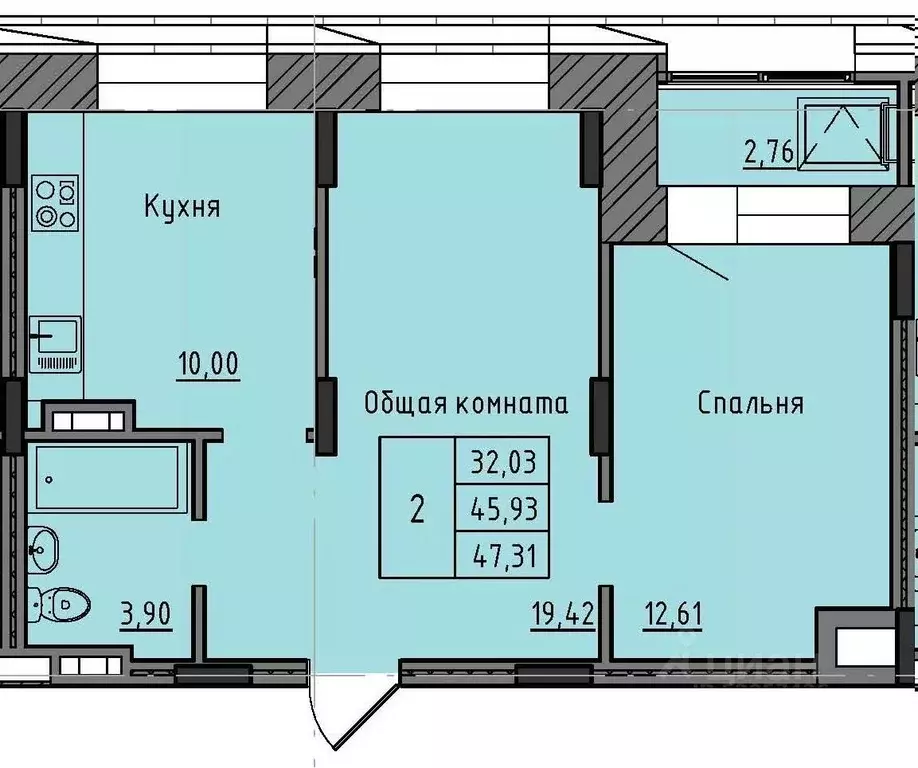 2-к кв. Саха (Якутия), Якутск 37-й кв-л,  (47.31 м) - Фото 0