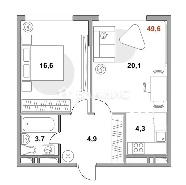 2-комнатная квартира: Долгопрудный, Парковая улица, 44 (49.6 м) - Фото 1