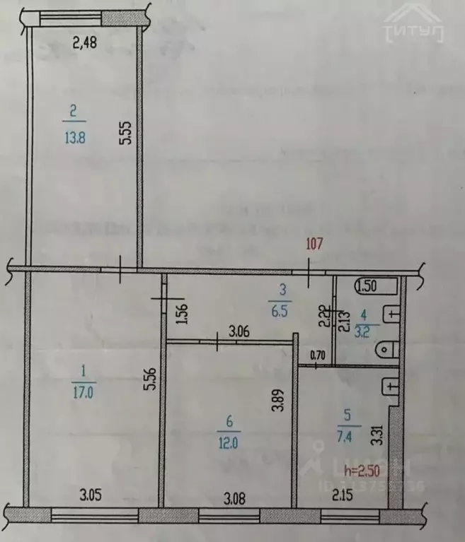 3-к кв. Алтайский край, Барнаул ул. Панфиловцев, 18 (60.0 м) - Фото 2