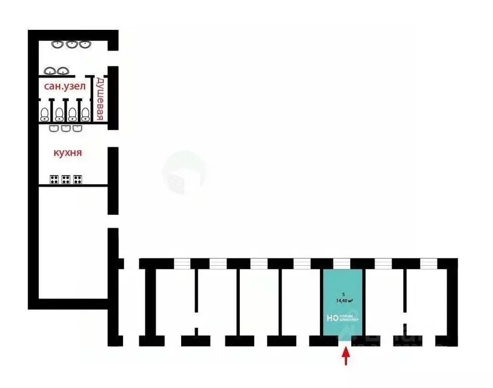 Комната Санкт-Петербург Тульская ул., 7 (14.4 м) - Фото 1