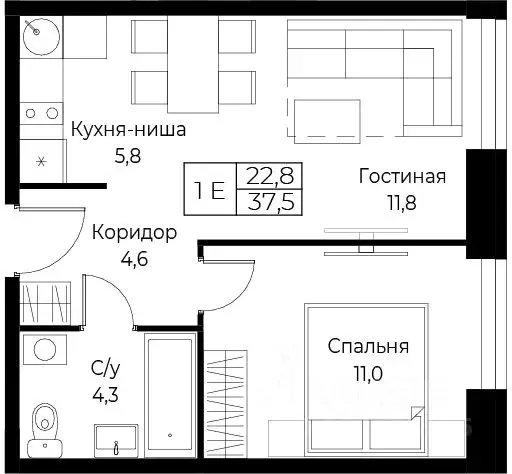 1-к кв. Москва ул. Наметкина, 10Д (37.5 м) - Фото 1