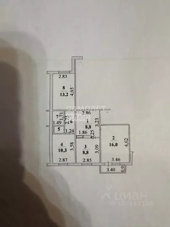 3-к кв. Липецкая область, Липецк ул. С.М. Шерстобитова, 14 (63.9 м) - Фото 2