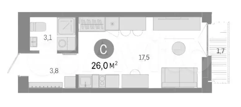 Квартира-студия, 26 м, 5/14 эт. - Фото 0