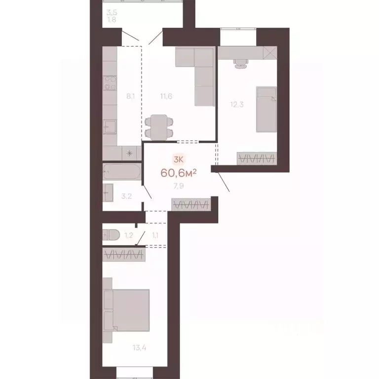 3-к кв. Алтайский край, Новоалтайск ул. Южсиба, 52А (60.6 м) - Фото 0