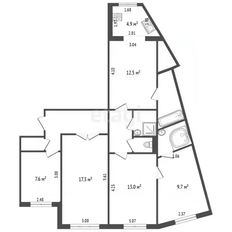 5-к кв. Челябинская область, Челябинск ул. Чичерина, 2 (85.7 м) - Фото 2
