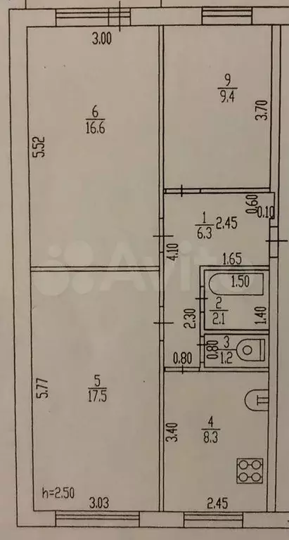 3-к. квартира, 61,4 м, 1/5 эт. - Фото 0