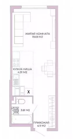 Квартира-студия, 33,3 м, 13/17 эт. - Фото 0