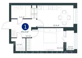 1-к кв. Воронежская область, Воронеж ул. Ворошилова, 19 (45.3 м) - Фото 1