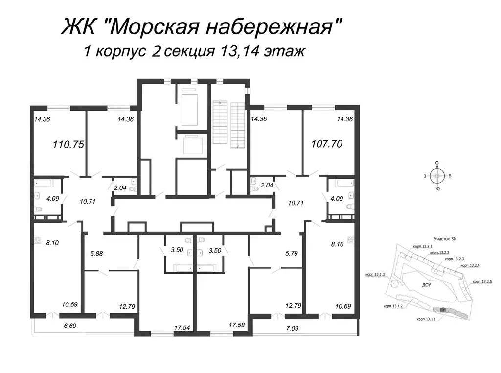 4-к кв. Санкт-Петербург наб. Миклухо-Маклая, 1к1 (107.4 м) - Фото 1