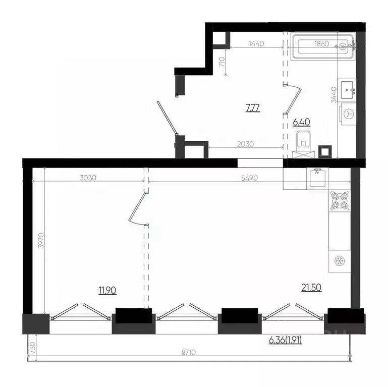 1-к кв. Татарстан, Казань Яналиф жилой комплекс (49.48 м) - Фото 1