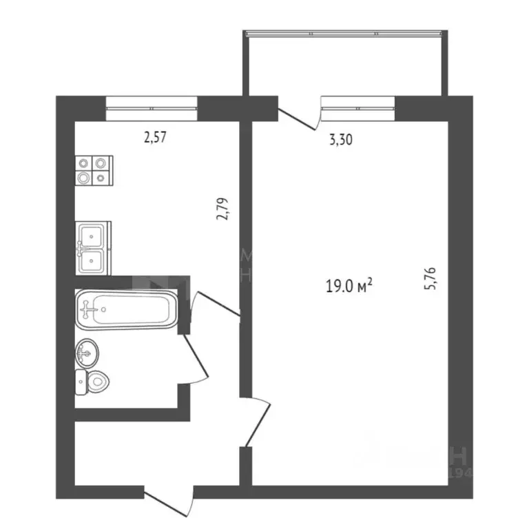 1-к кв. Тюменская область, Тюмень ул. Таллинская, 2А (33.0 м) - Фото 1