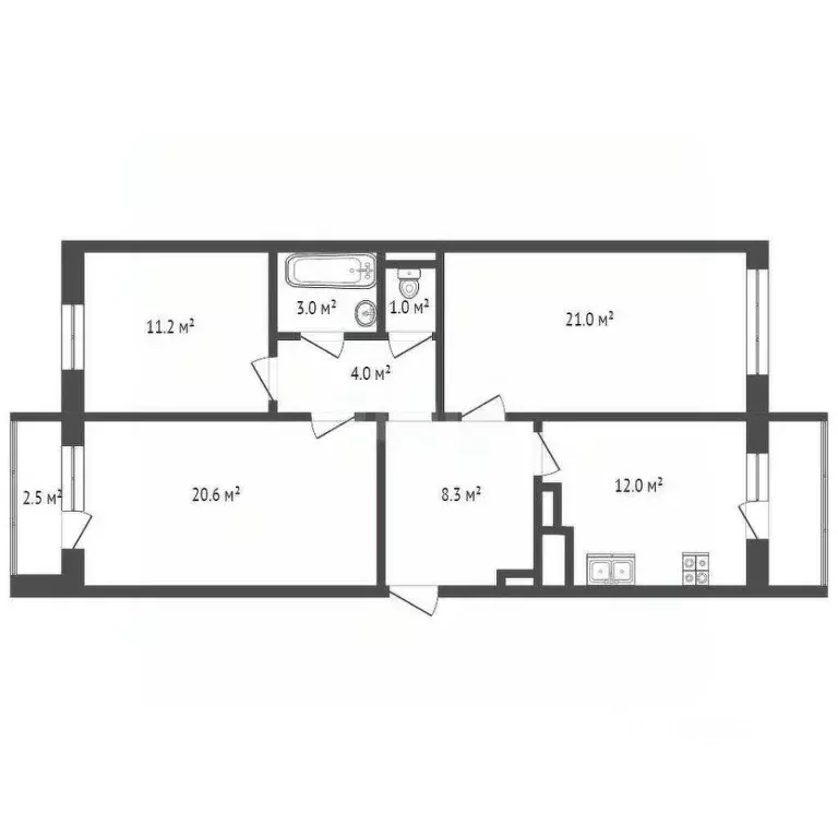 3-к кв. Костромская область, Кострома Линейная ул., 20 (79.4 м) - Фото 1