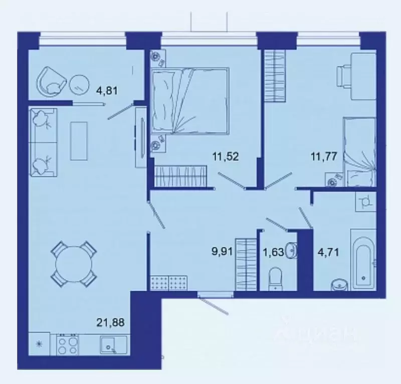 2-к кв. Брянская область, Брянск Советская ул., 124 (66.2 м) - Фото 1