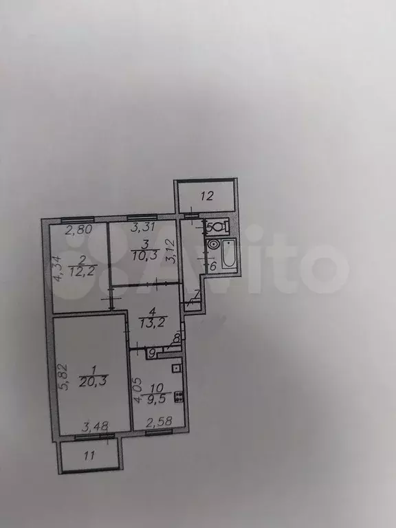 3-к. квартира, 70,3 м, 6/9 эт. - Фото 0