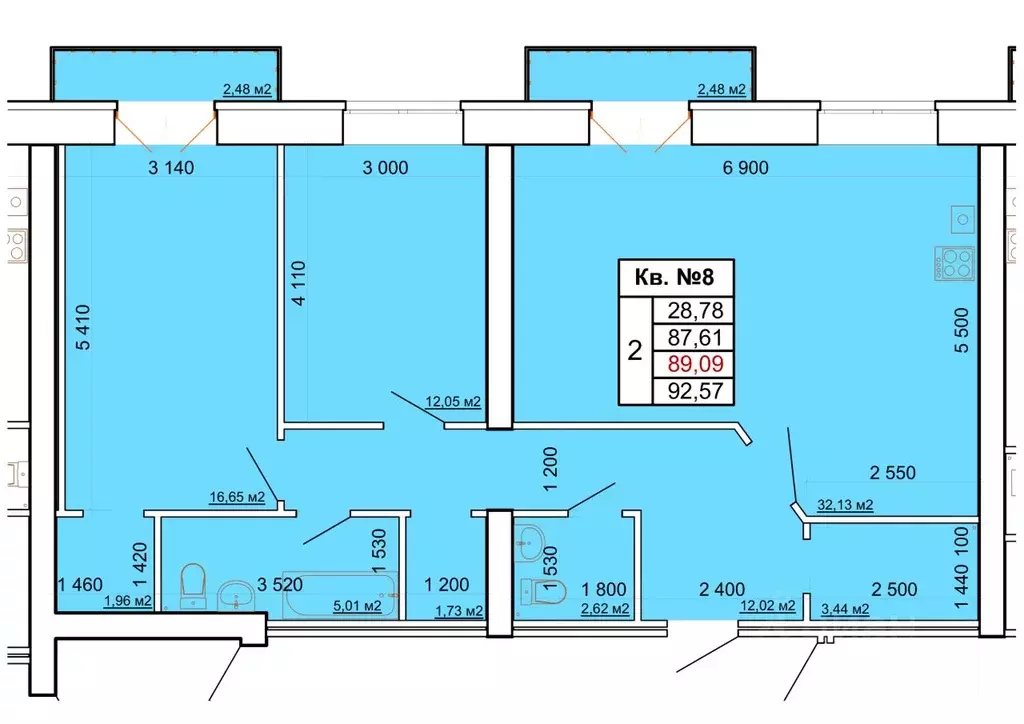 2-к кв. Костромская область, Кострома ул. Щемиловка, 13 (89.09 м) - Фото 0