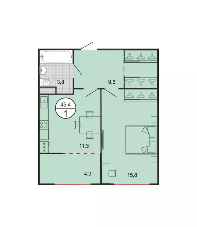 1-к кв. Ставропольский край, Георгиевск Олимп жилой комплекс (45.4 м) - Фото 1