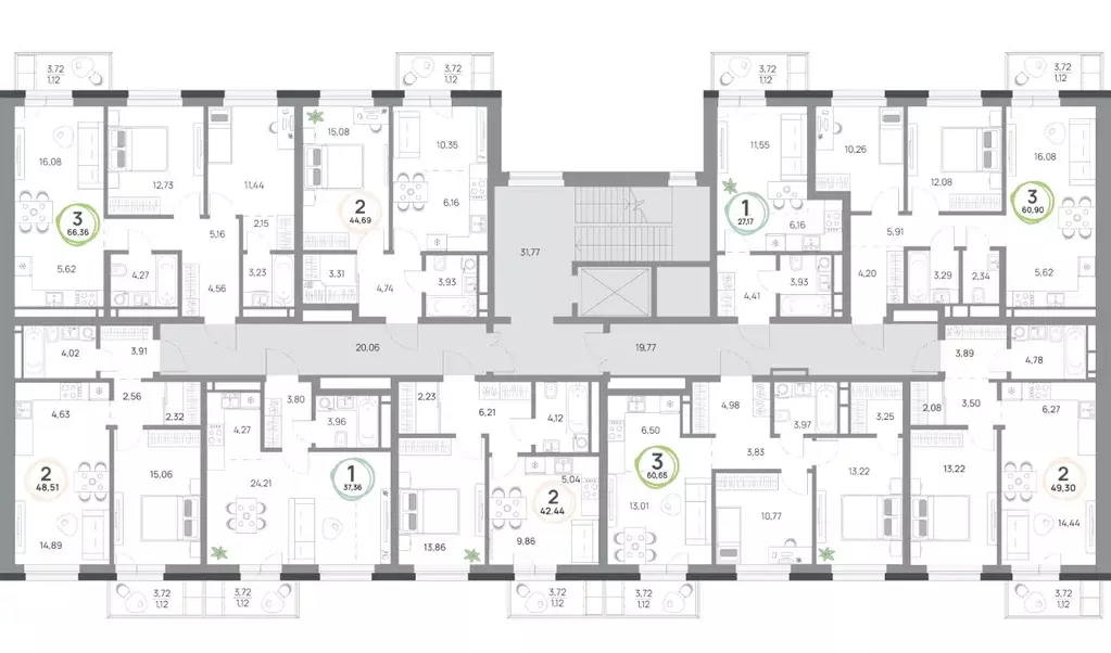 2-к кв. Красноярский край, Красноярск Юдинский жилой комплекс (48.51 ... - Фото 2