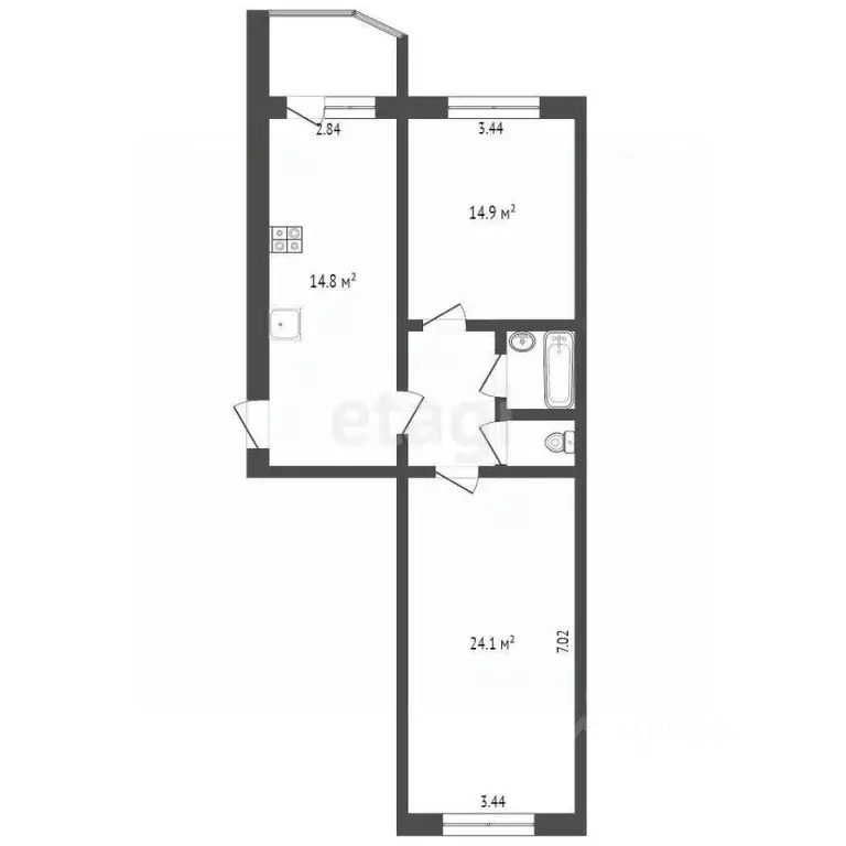 2-к кв. Ханты-Мансийский АО, Сургут Университетская ул., 31 (68.2 м) - Фото 1