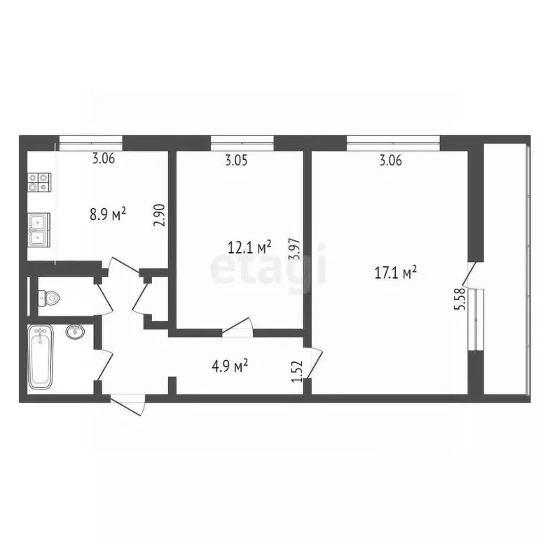 2-к кв. Орловская область, Орел ул. Кукушкина, 1 (50.6 м) - Фото 1