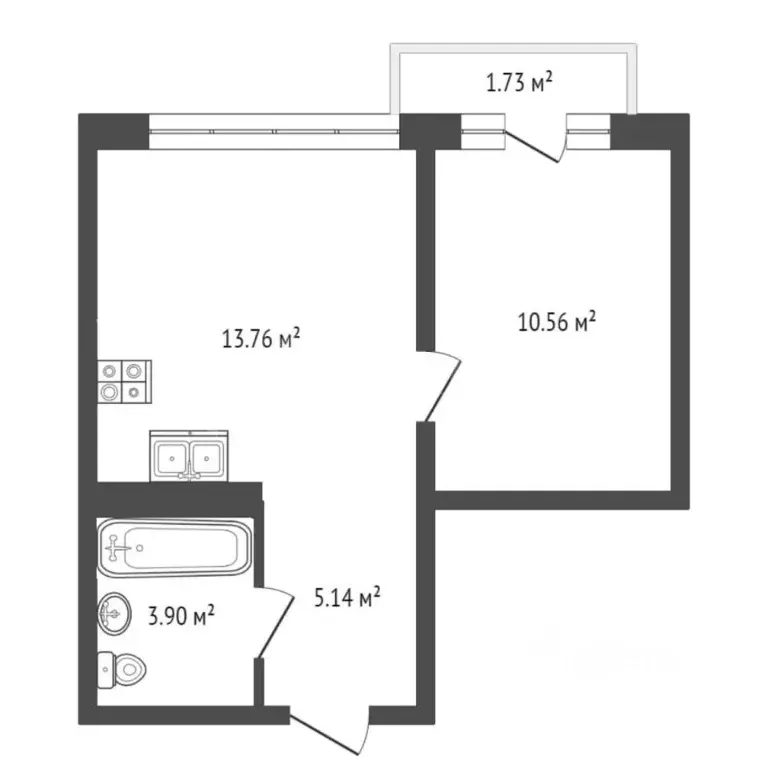 1-к кв. Тюменская область, Тюмень ул. Василия Малкова, 10 (33.4 м) - Фото 2