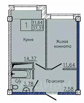1-к кв. Ставропольский край, Пятигорск ул. Ермолова, 28А (38.63 м) - Фото 1