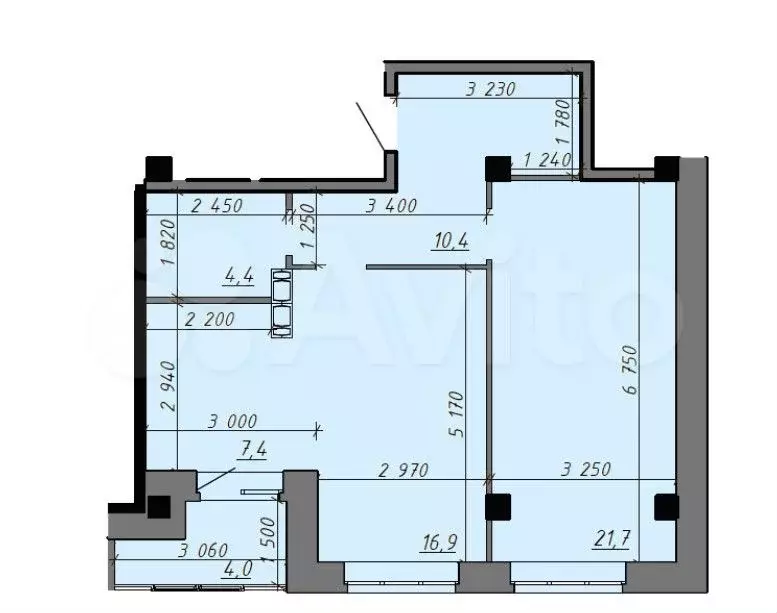2-к. квартира, 60,5 м, 6/9 эт. - Фото 0