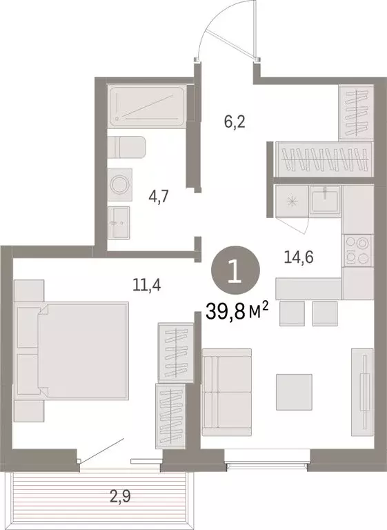 1-комнатная квартира: Курган, жилой район Центральный, ЖК Дом Кино ... - Фото 1