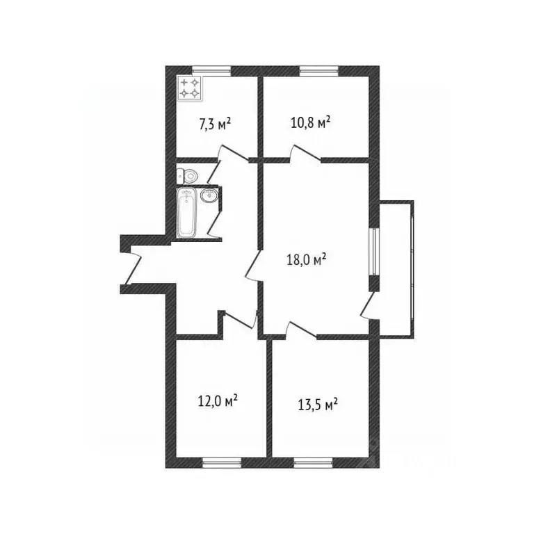 4-к кв. Брянская область, Брянск Бежицкая ул., 323 (79.4 м) - Фото 2
