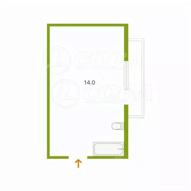 Студия Тюменская область, Тюмень ул. Республики, 246 (14.0 м) - Фото 2