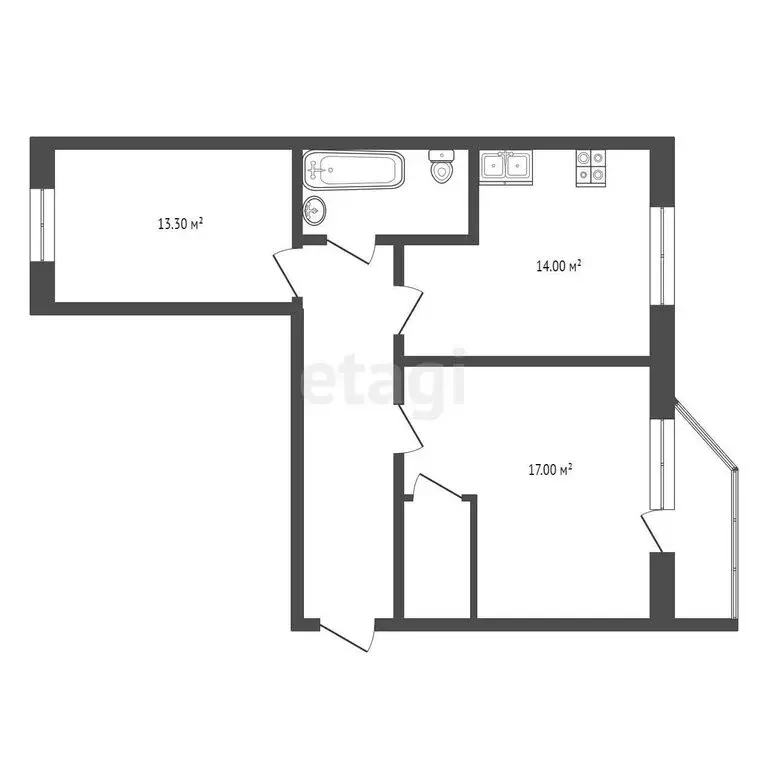2-комнатная квартира: Тюмень, улица Академика Сахарова, 40 (69.3 м) - Фото 1