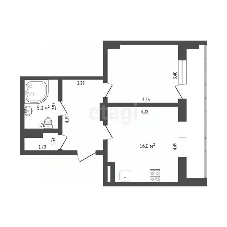 1-к кв. Тюменская область, Тюмень Велижанская ул., 68 (49.2 м) - Фото 1
