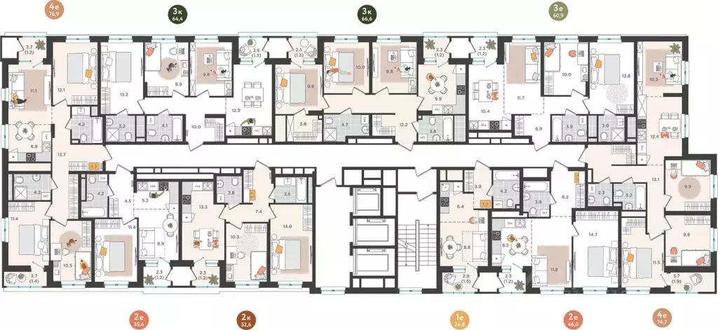 4-к кв. Пермский край, Пермь ул. Куфонина, 1 (74.7 м) - Фото 2