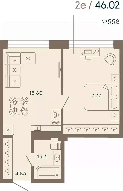 1-к кв. Санкт-Петербург Ремесленная ул., 17литЗ (46.02 м) - Фото 0